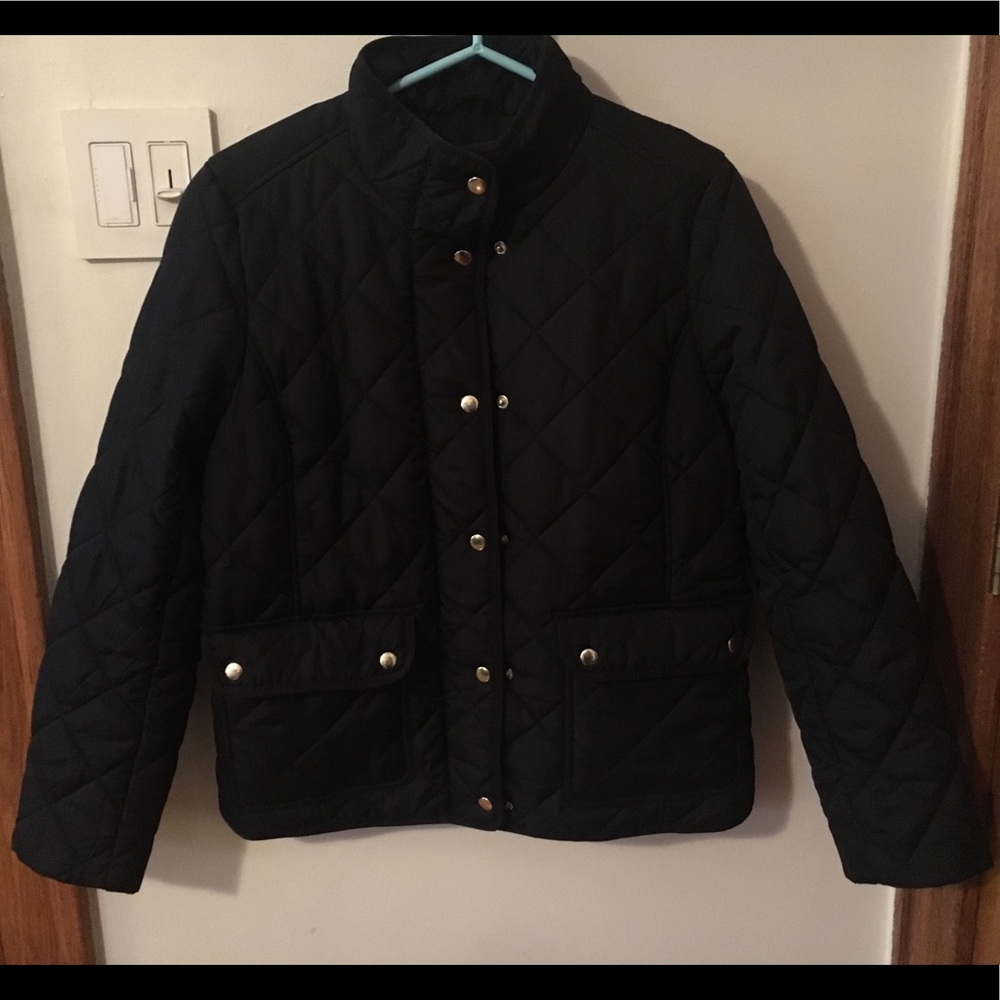 J Crew Quilted Black Coat